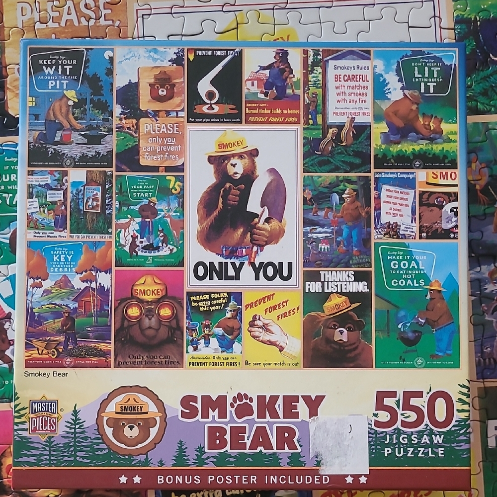 Master Pieces Smokey Bear 550 Piece Jigsaw Puzzle Vintage Retro Slogan Signs